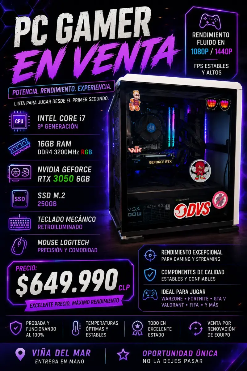 PC Gamer Intel Core i7 con RTX 3050