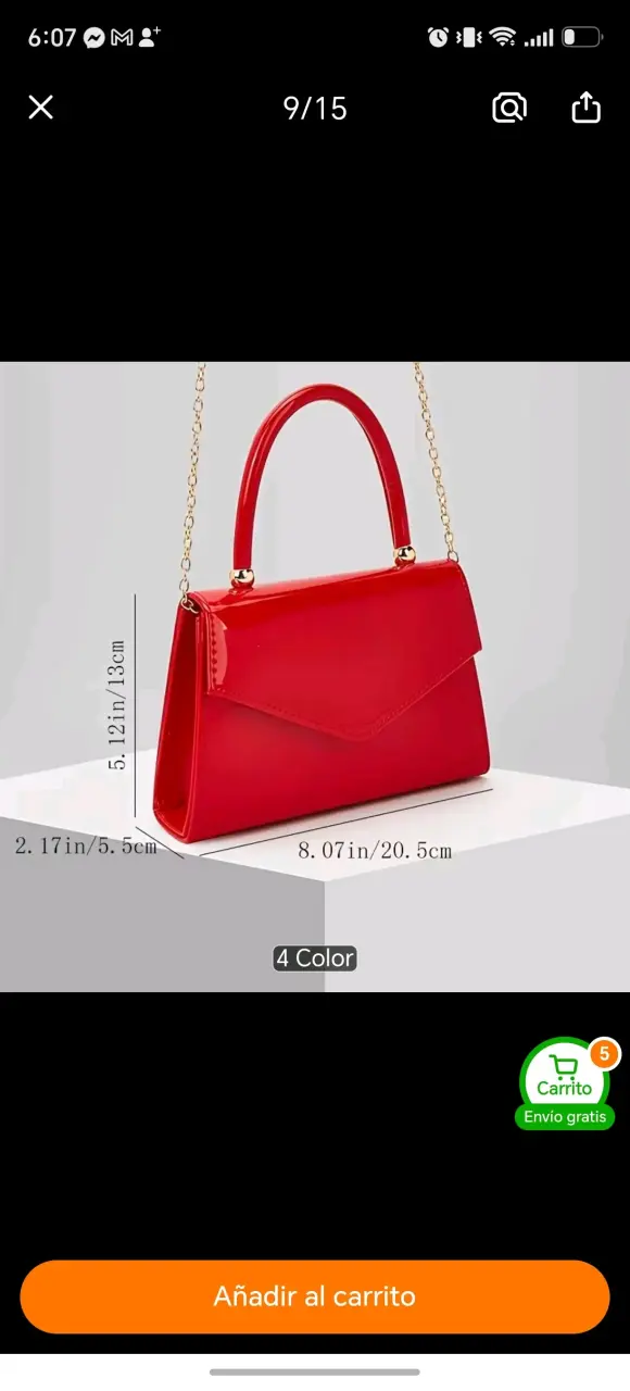 Elegante cartera roja con cadena dorada - 1