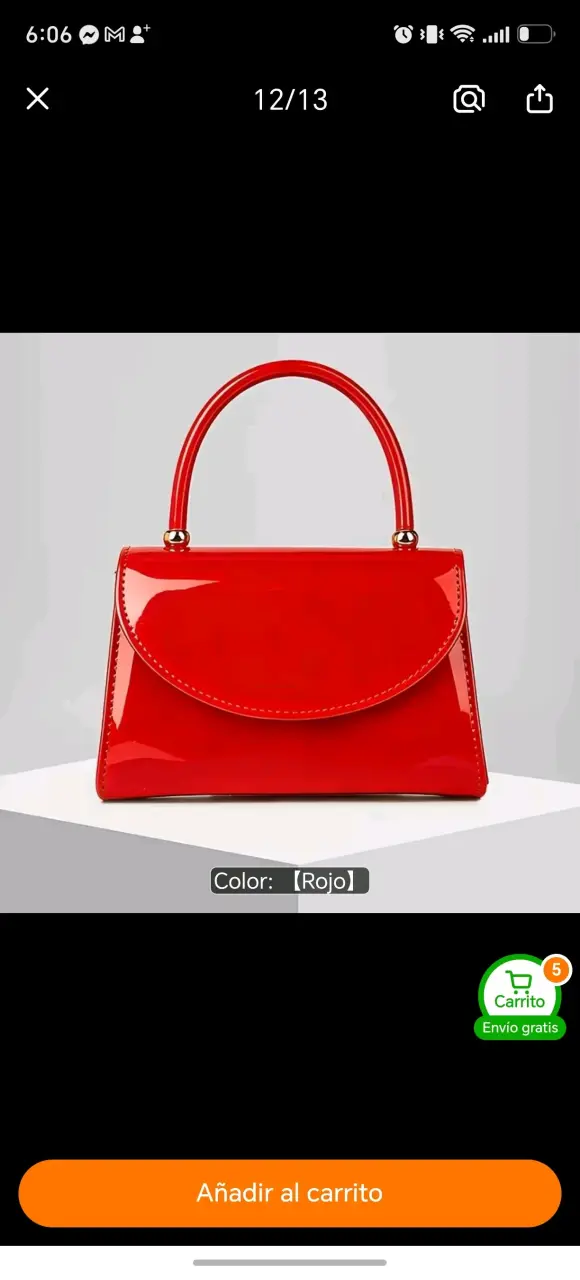 Elegante cartera roja con cadena dorada - 3