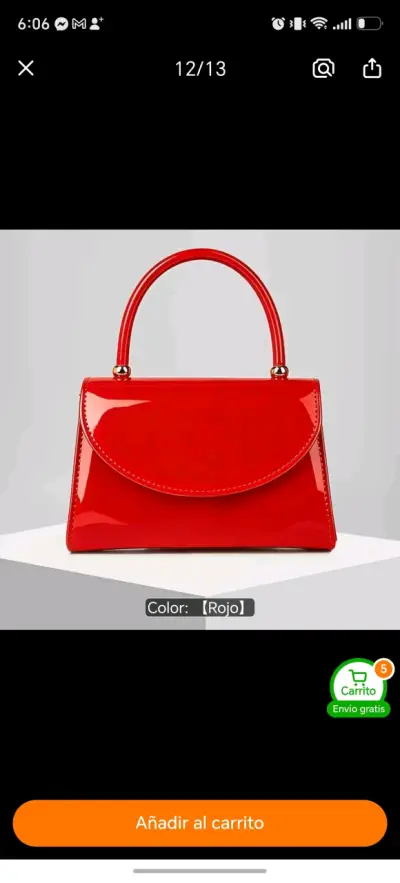 Elegante cartera roja con cadena dorada - miniatura 3
