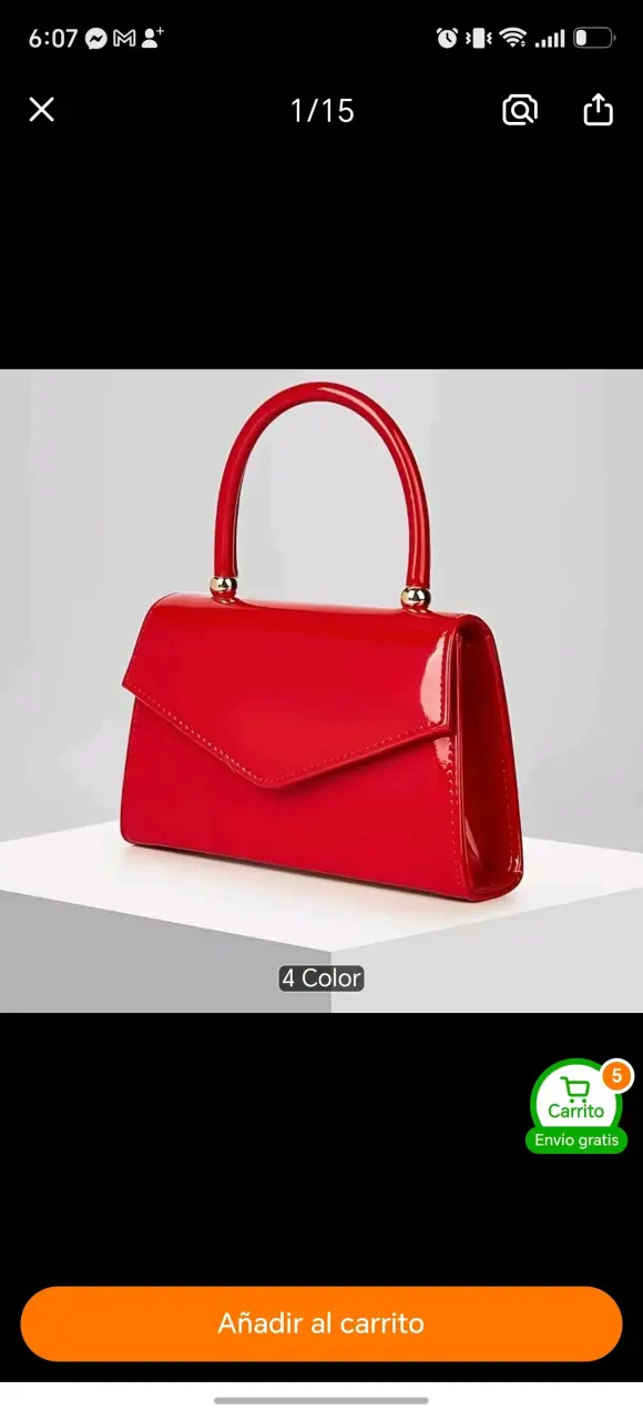 Elegante cartera roja con cadena dorada - 4