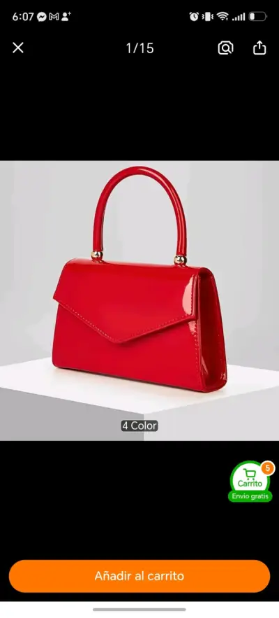 Elegante cartera roja con cadena dorada - miniatura 4