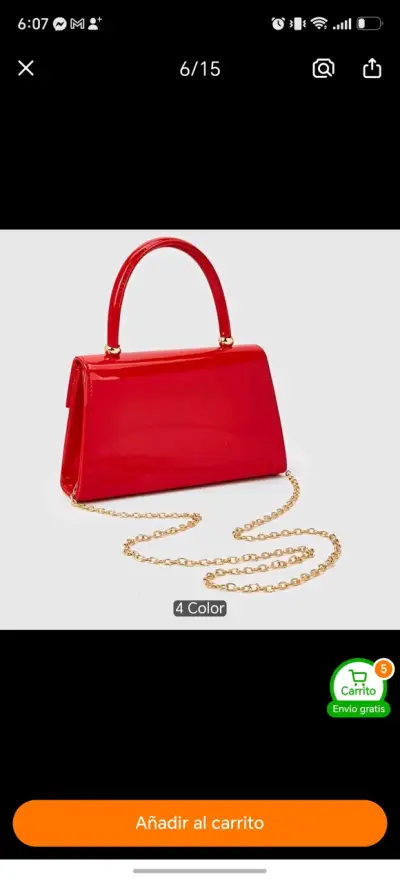 Elegante cartera roja con cadena dorada - miniatura 5