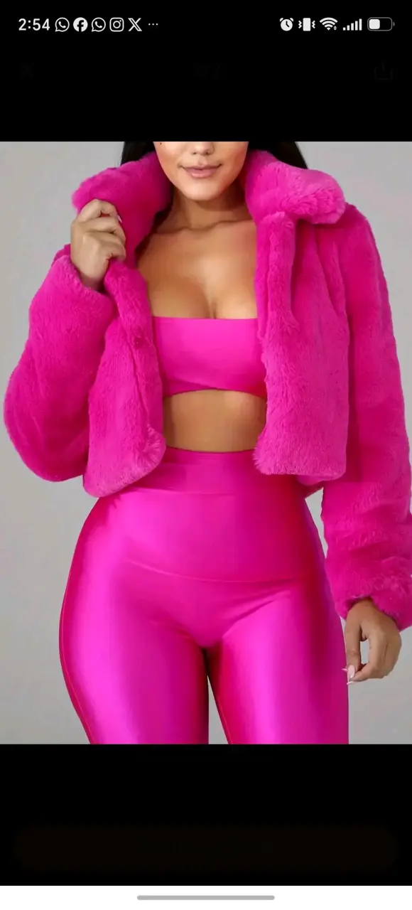 Chaqueta fluffy fucsia para mujer - 2