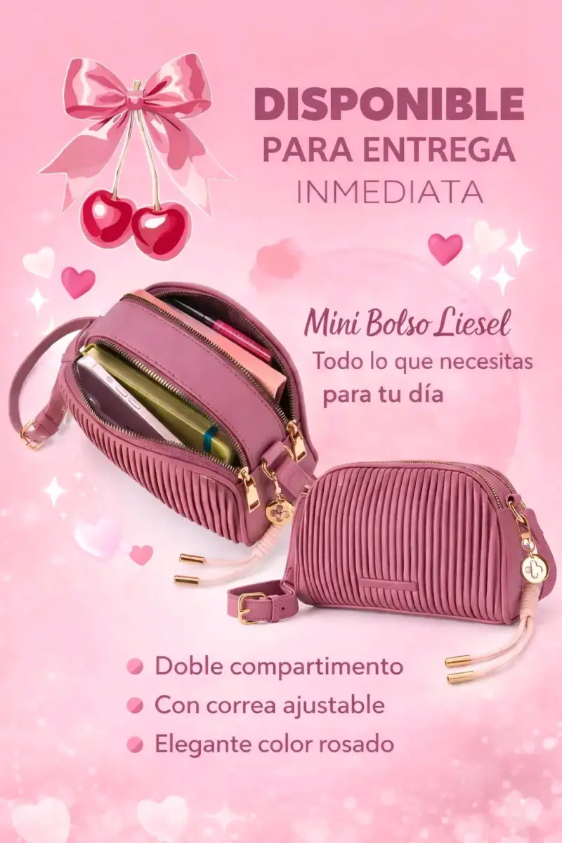 Mini bolso Liesel rosado con doble compartimento - 1