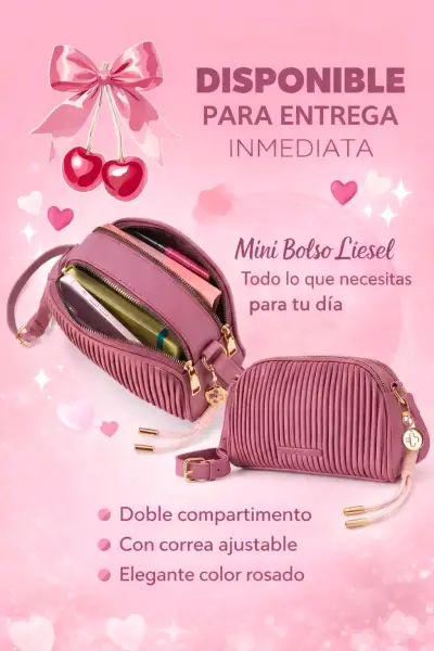 Mini bolso Liesel rosado con doble compartimento - miniatura 1