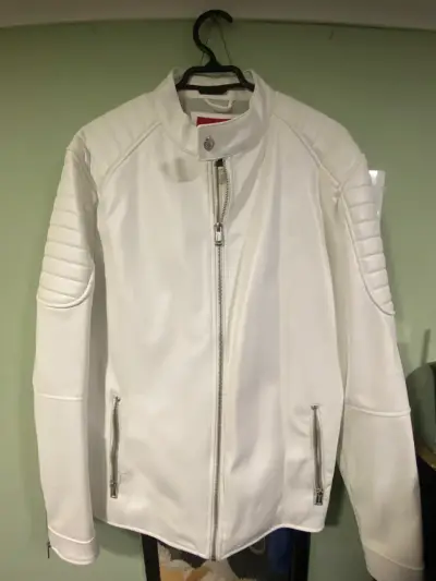 Chaqueta de cuero sintético blanca Guess  hombr - miniatura 1