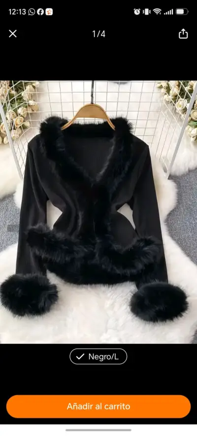 Chaqueta negra con detalles de piel sintética - miniatura 1