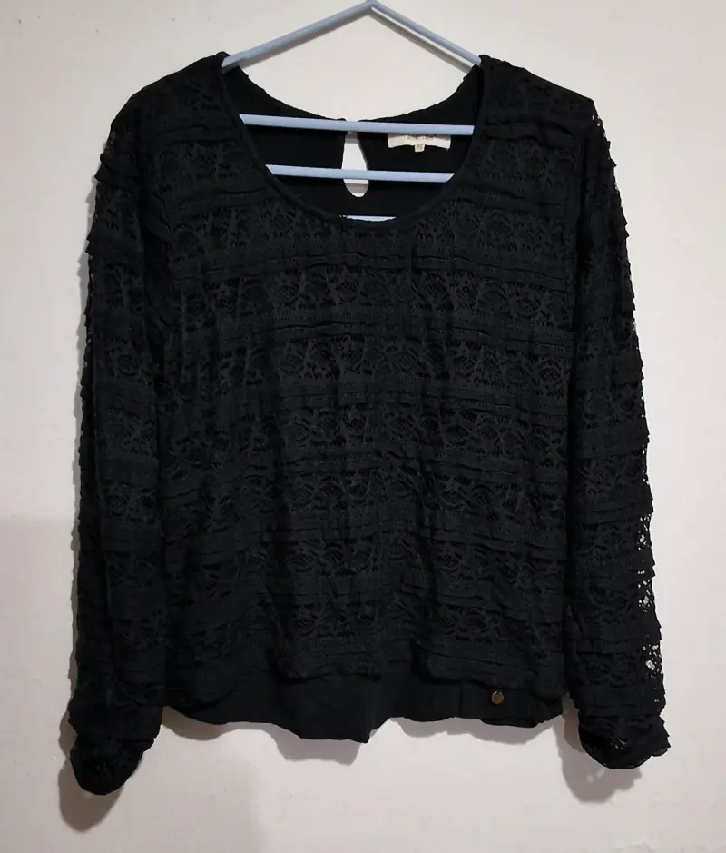 Blusa de encaje negra elegante para mujer - 2