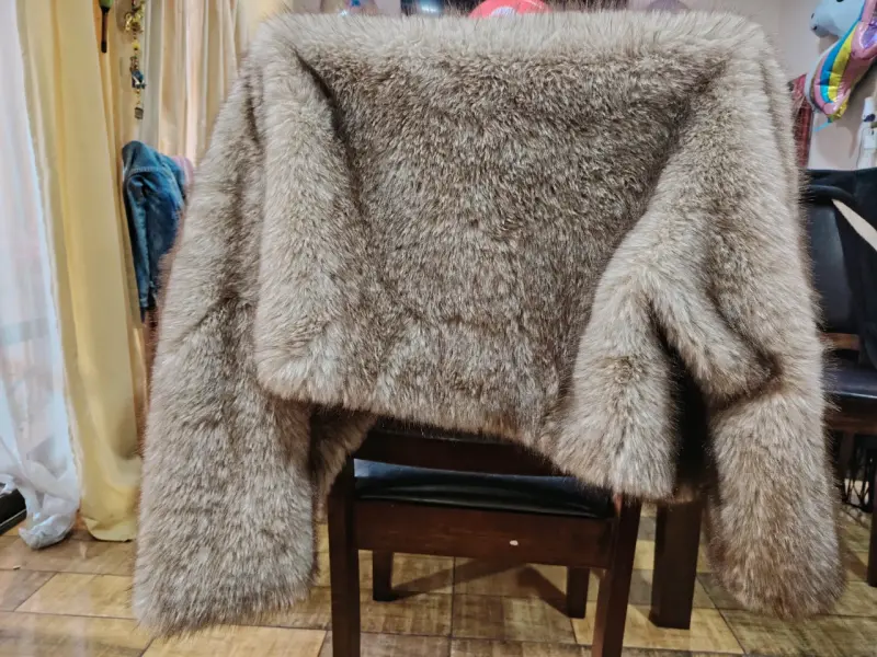 Chaqueta de piel sintética beige elegante - 5