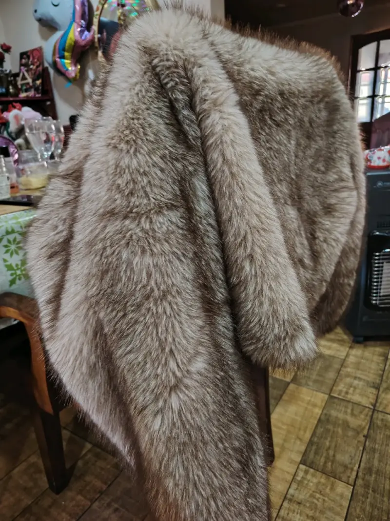 Chaqueta de piel sintética beige elegante - 6