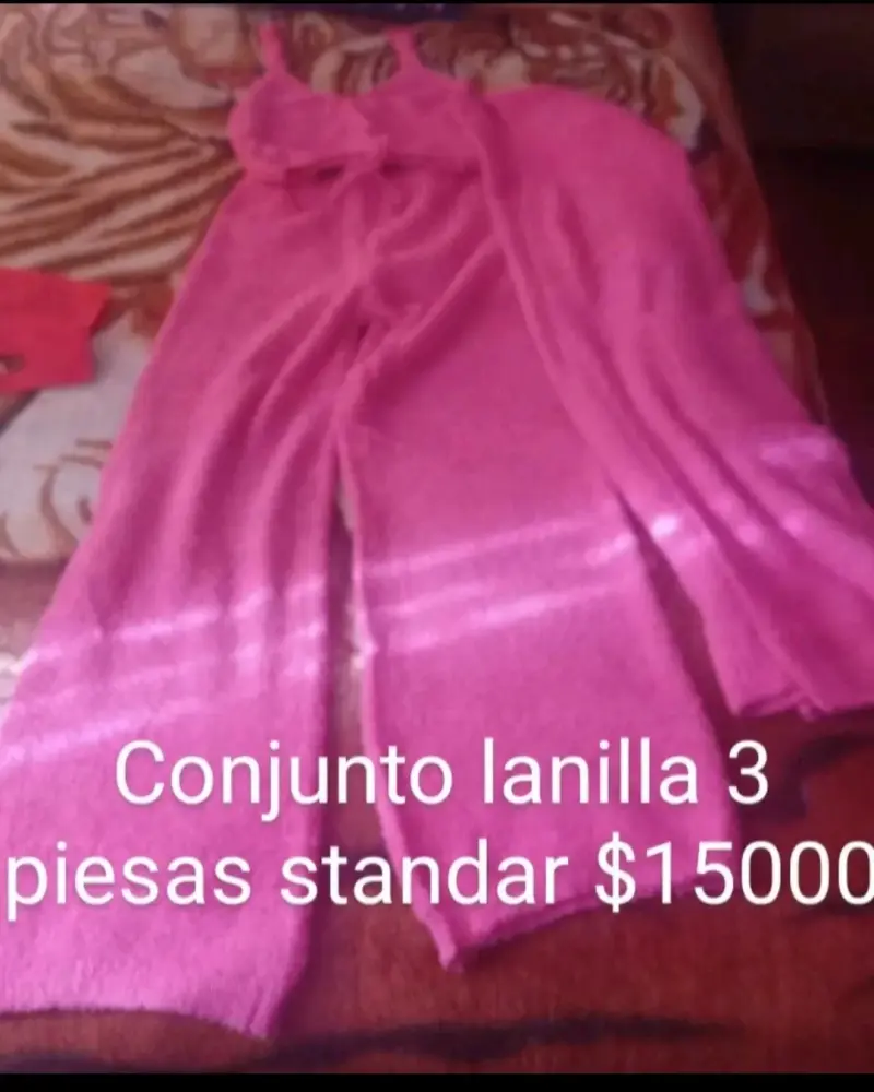 Conjunto de lanilla rosa 3 piezas