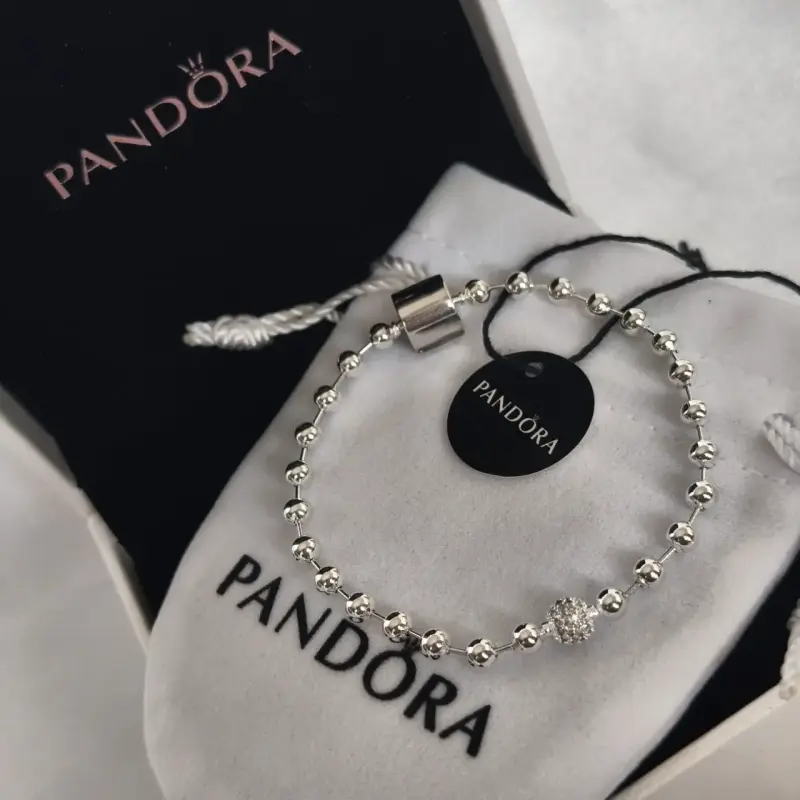 Pulsera de plata Pandora con cuentas brillantes - 2