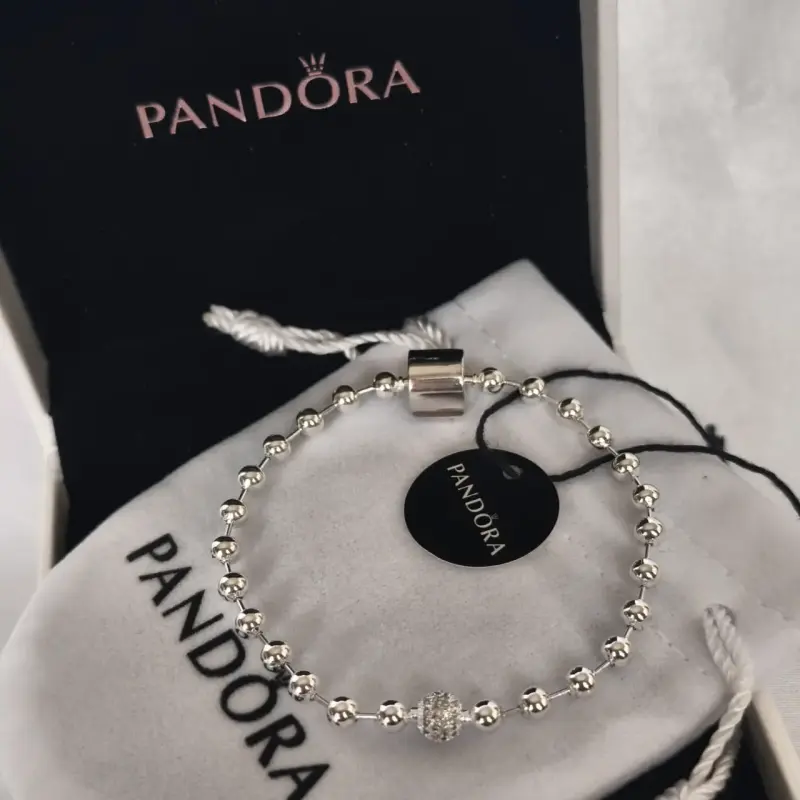 Pulsera de plata Pandora cuentas brillantes 925 - 4
