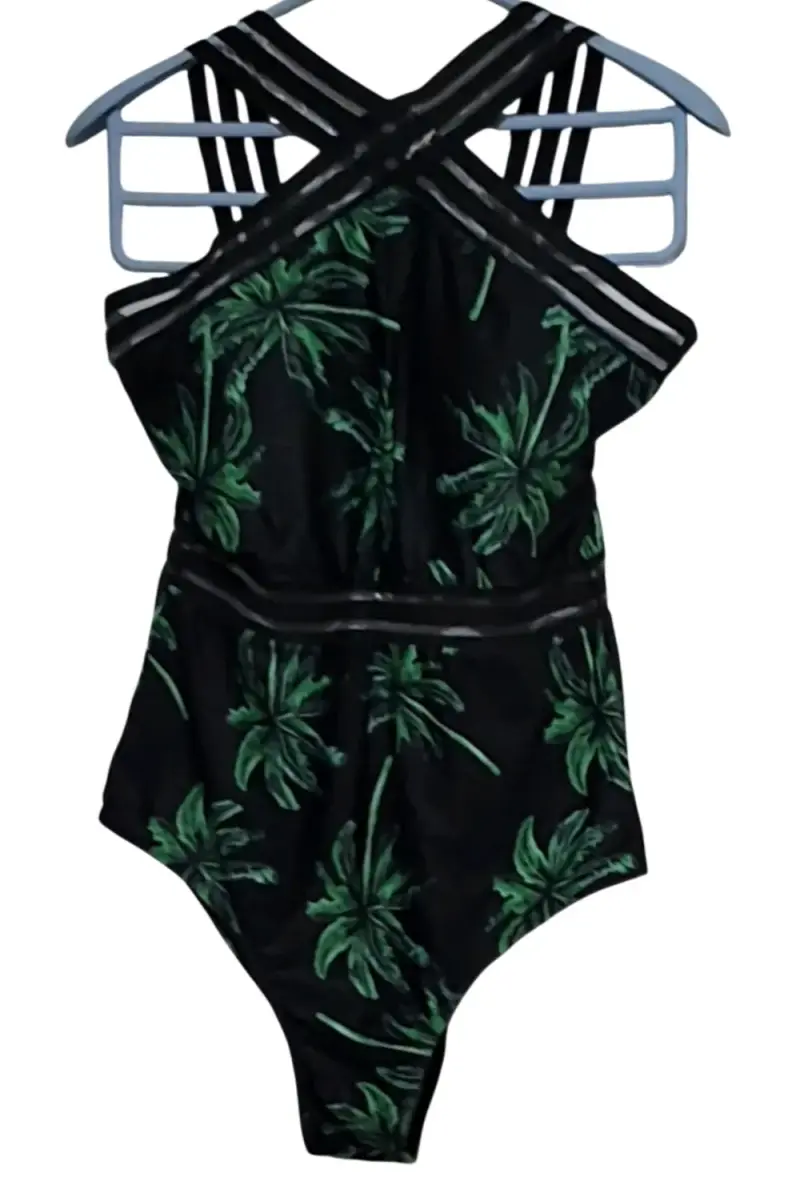 Traje de baño entero con estampado de palmeras