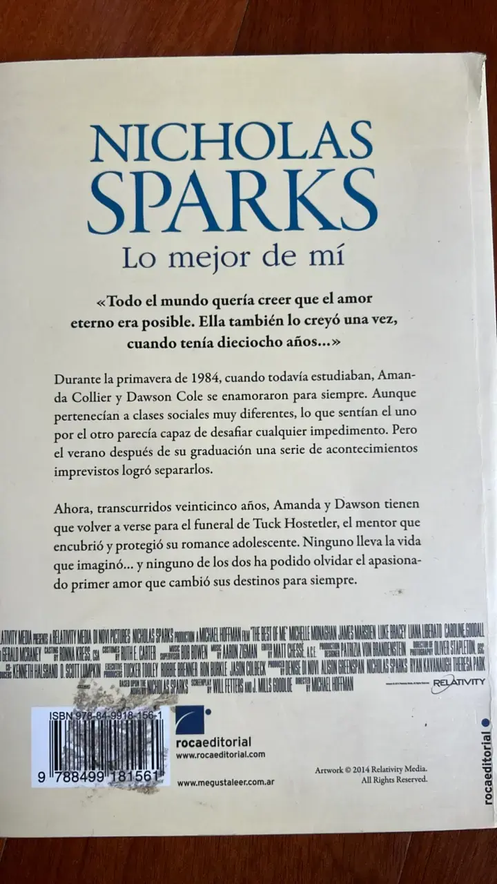 Libro 'Lo Mejor de Mí' de Nicholas Sparks - 2