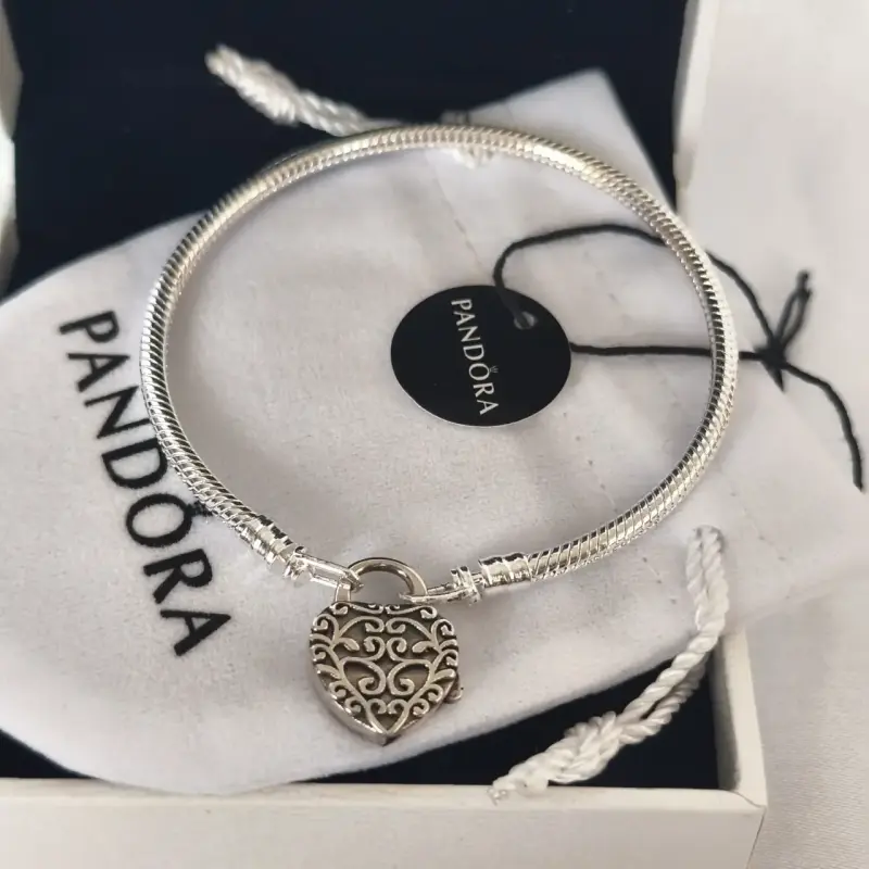 Pulsera de plata 925 candado de corazón Pandora - 3