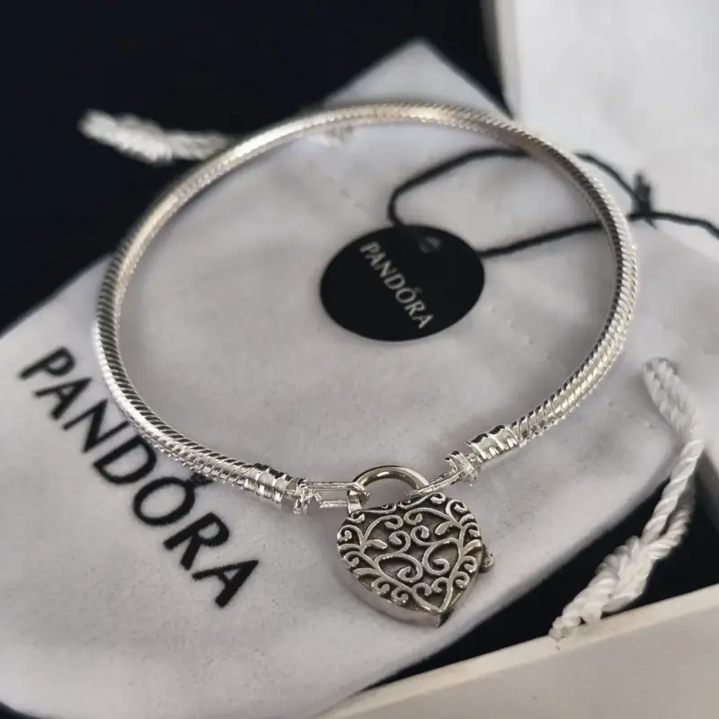 Pulsera de plata 925 candado de corazón Pandora - 4