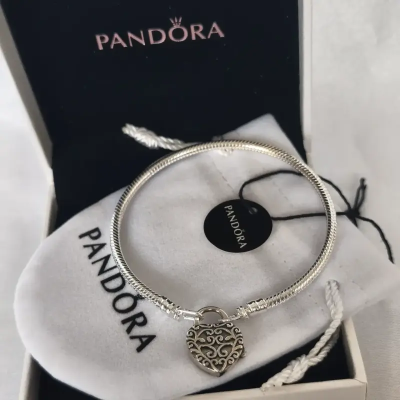 Pulsera de plata 925 candado de corazón Pandora - 6