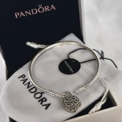 Pulsera Pandora de plata con candado de corazón - miniatura 1