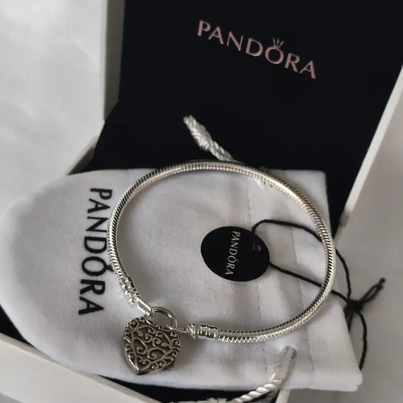 Pulsera Pandora de plata con candado de corazón - 3