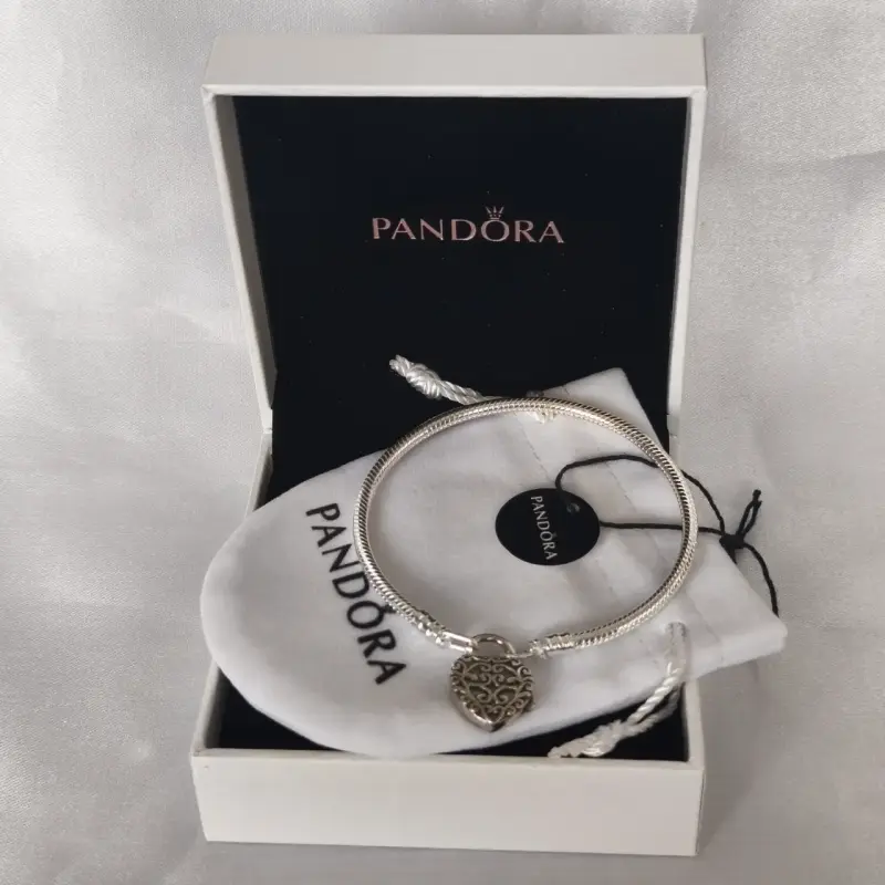 Pulsera Pandora de plata con candado de corazón - 5