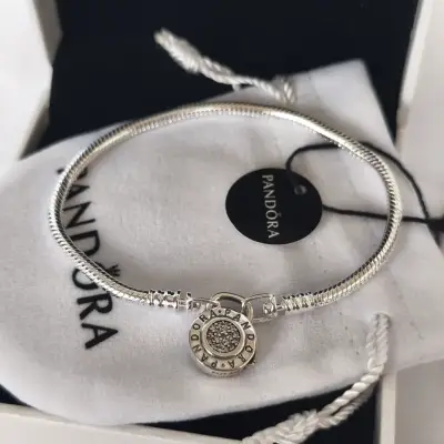 Pulsera de plata con dije candado Pandora - miniatura 2
