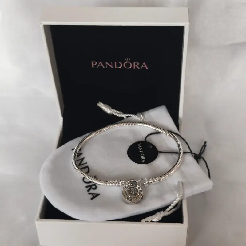 Pulsera de plata 925 Pandora con dije candado - 2