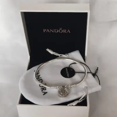 Pulsera de plata 925 Pandora con dije candado - miniatura 2