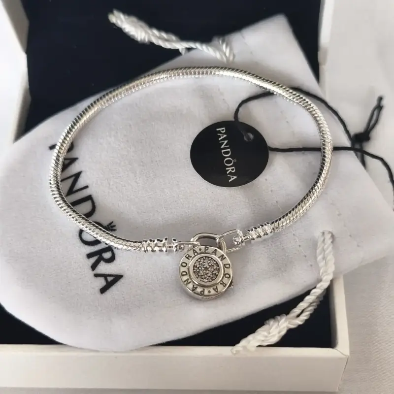 Pulsera de plata 925 Pandora con dije candado - 5