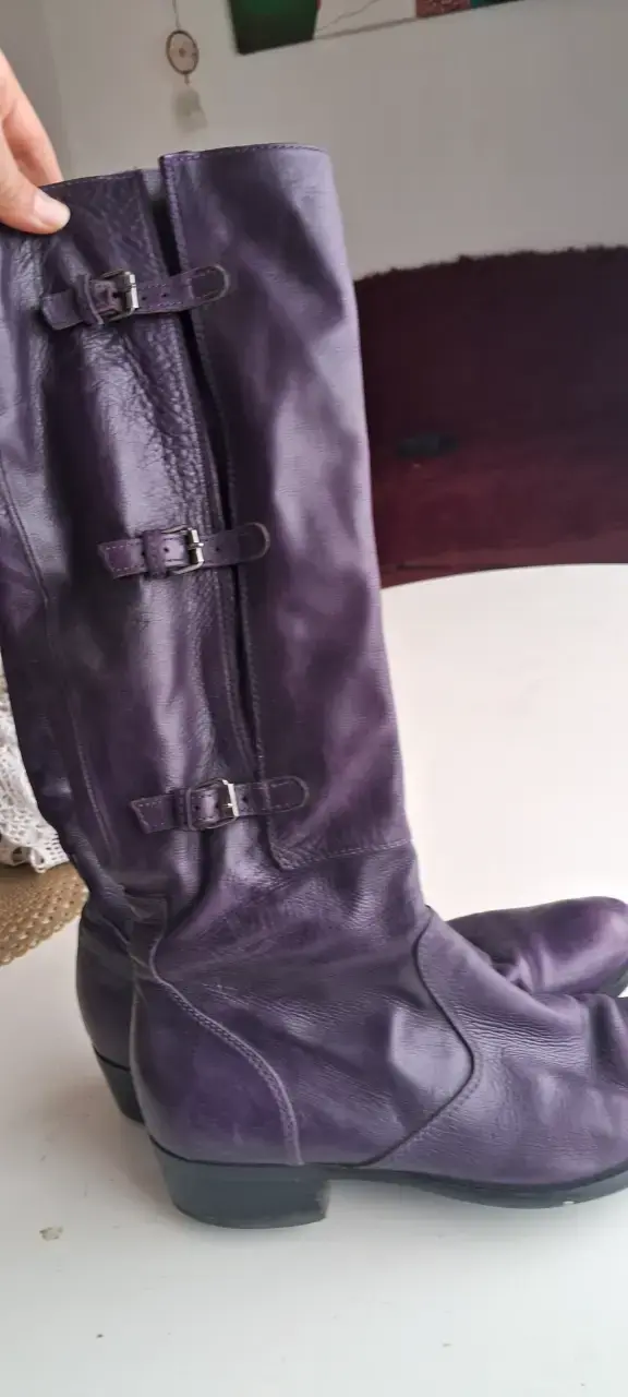 Botines de cuero con diseño de mariposas y étnico - 5