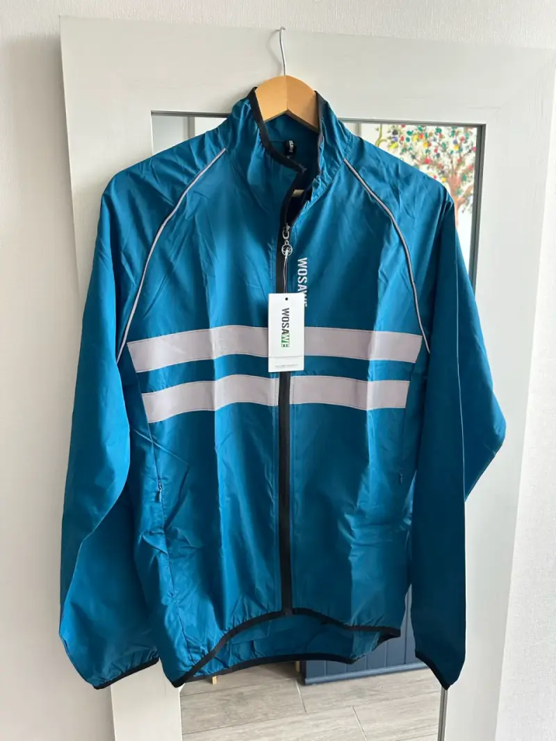 Chaqueta cortaviento azul para ciclismo Wosawe - 1