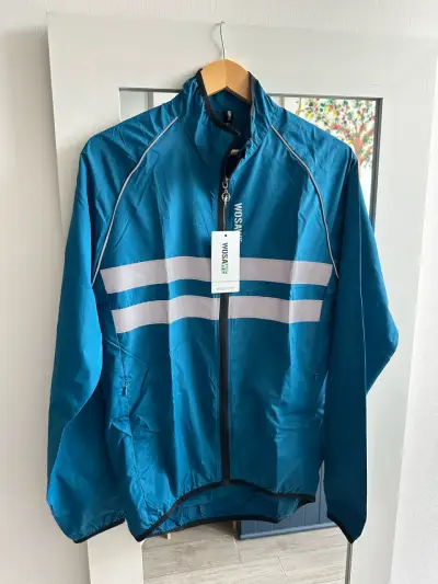 Chaqueta cortaviento azul para ciclismo Wosawe - miniatura 1