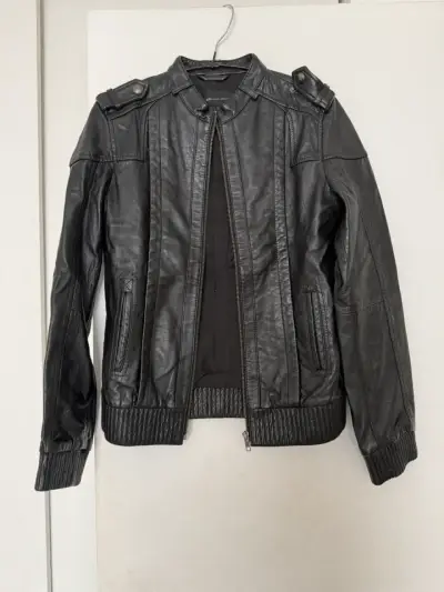 Chaqueta de cuero negra MNG - miniatura 1