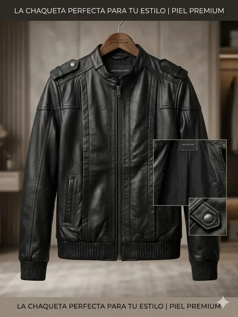 Chaqueta de cuero negra MNG - 3