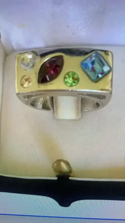 Anillo rodinado con piedras multicolor - miniatura 1