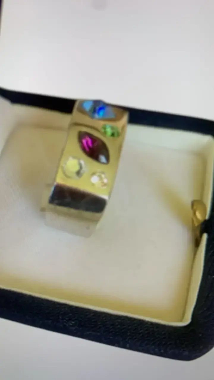 Anillo rodinado con piedras multicolor - 4