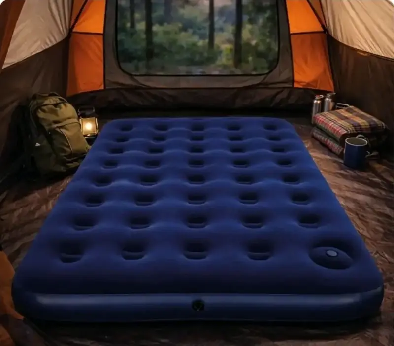 Colchón inflable doble azul para camping