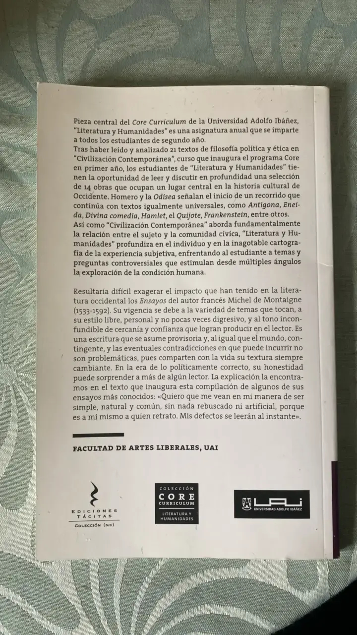 Libro Ensayos de Montaigne - Ediciones Tácitas - 2