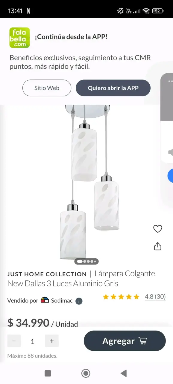 Lámpara colgante Just Home Collection New Dallas 3 luces - 1