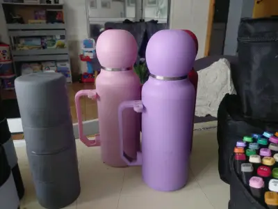 Termo de acero inoxidable rosado con taza - miniatura 2