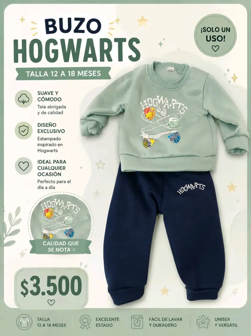 Buzo Hogwarts para bebé 12 a 18 meses
