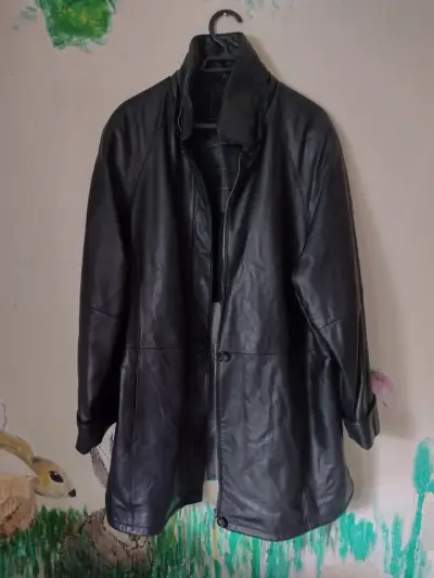Chaqueta de cuero negra para hombre - miniatura 1