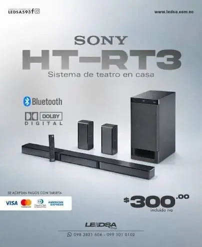 Sistema de Teatro en Casa Sony HT-RT3 con Bluetooth - 1