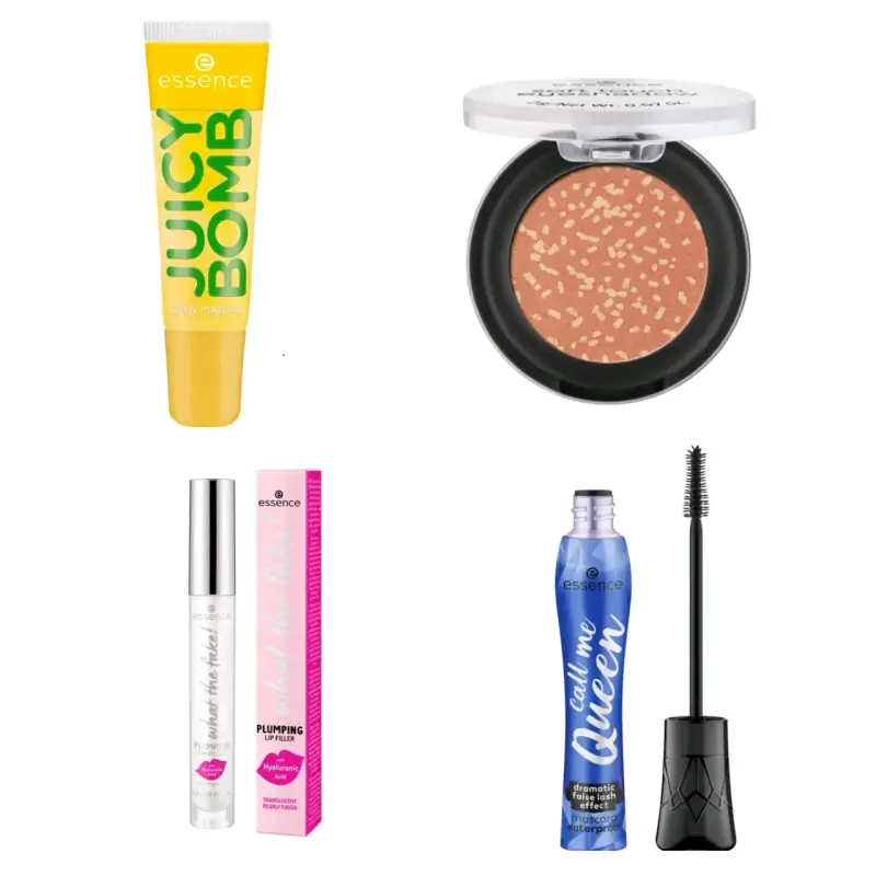 Set de Maquillaje Essence: Brillo Labial, Rubor, Rímel y Filler