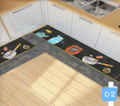 Alfombra de cocina antideslizante con diseño colorido - miniatura 1