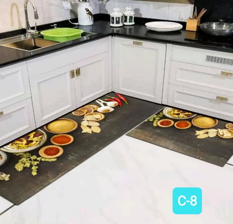 Alfombra de cocina antideslizante con diseño colorido - 3
