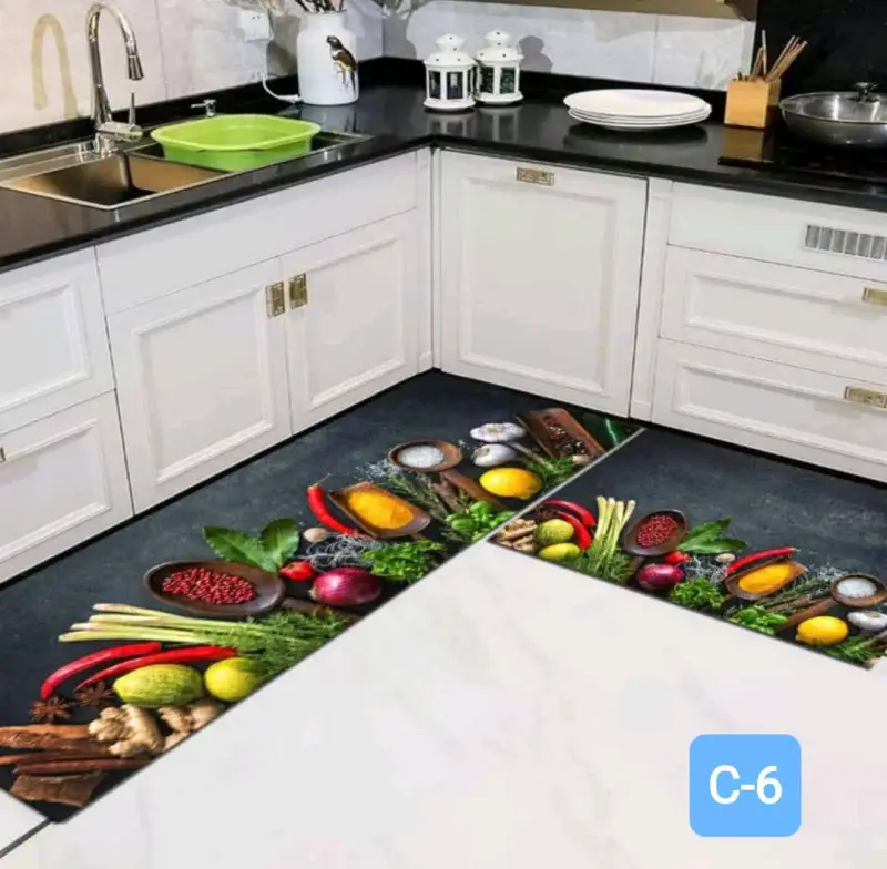 Alfombra de cocina antideslizante con diseño colorido - 5