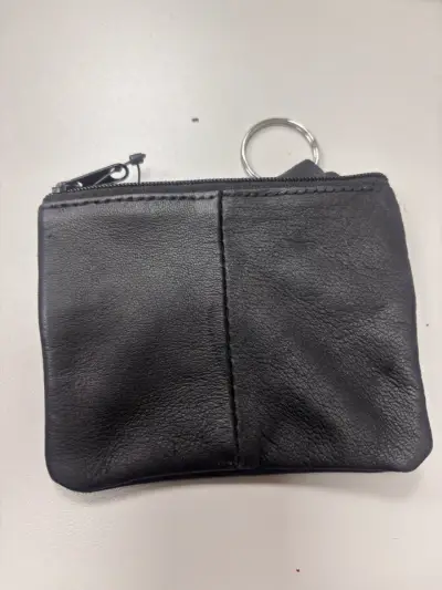 Monedero de cuero negro con cierre - miniatura 1