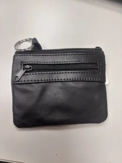 Monedero de cuero negro con cierre - miniatura 2